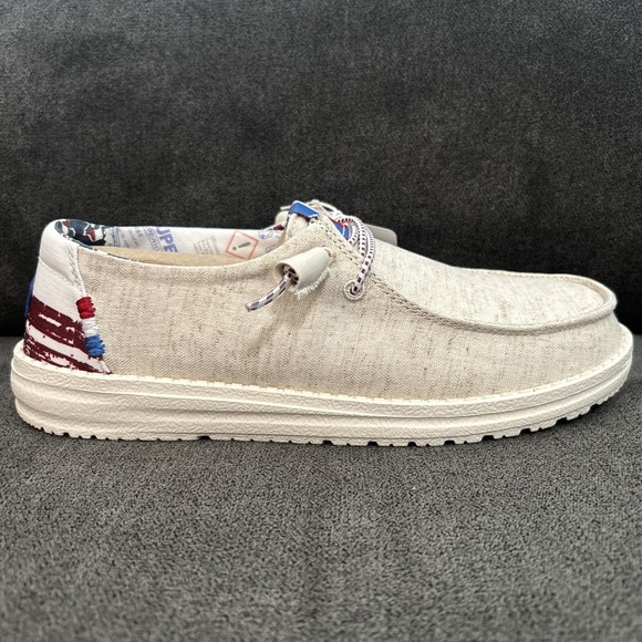 Hey Dude Wendy Texas Canvas Womens 8 Off White Texan Lone Star Flag Slip-On - Picture 1 of 10